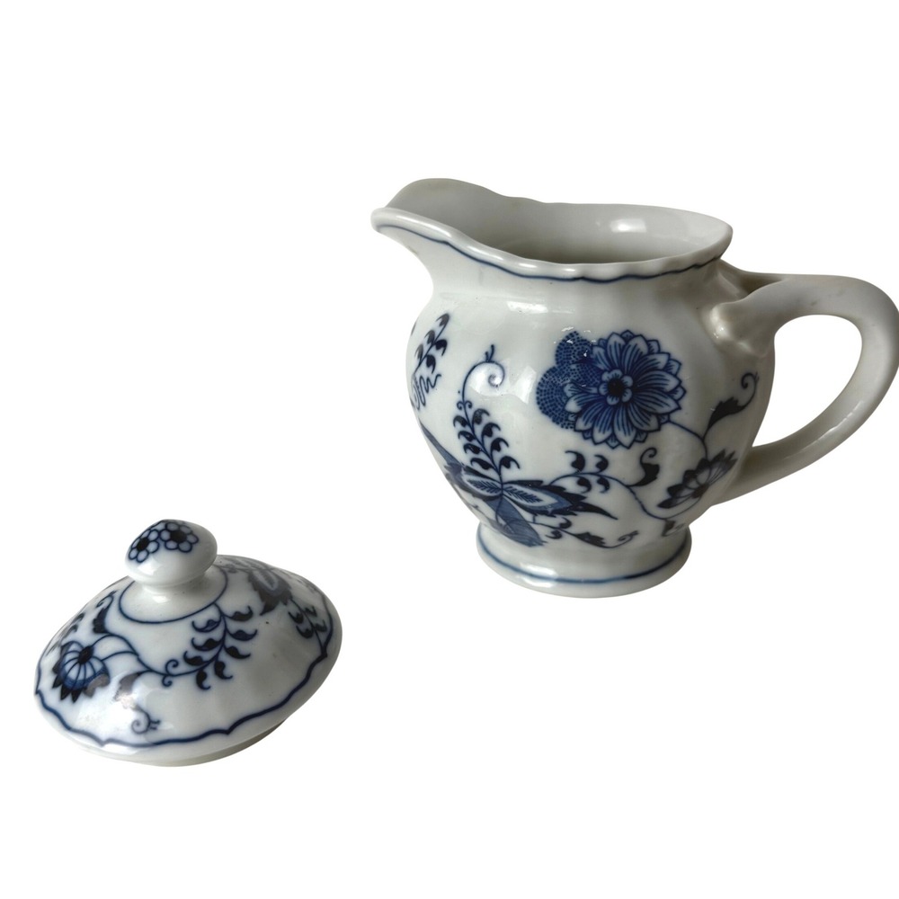 Blue‎ Danube Creamer and Sugar Bowl Lid Set Blue White Floral Onion Pattern